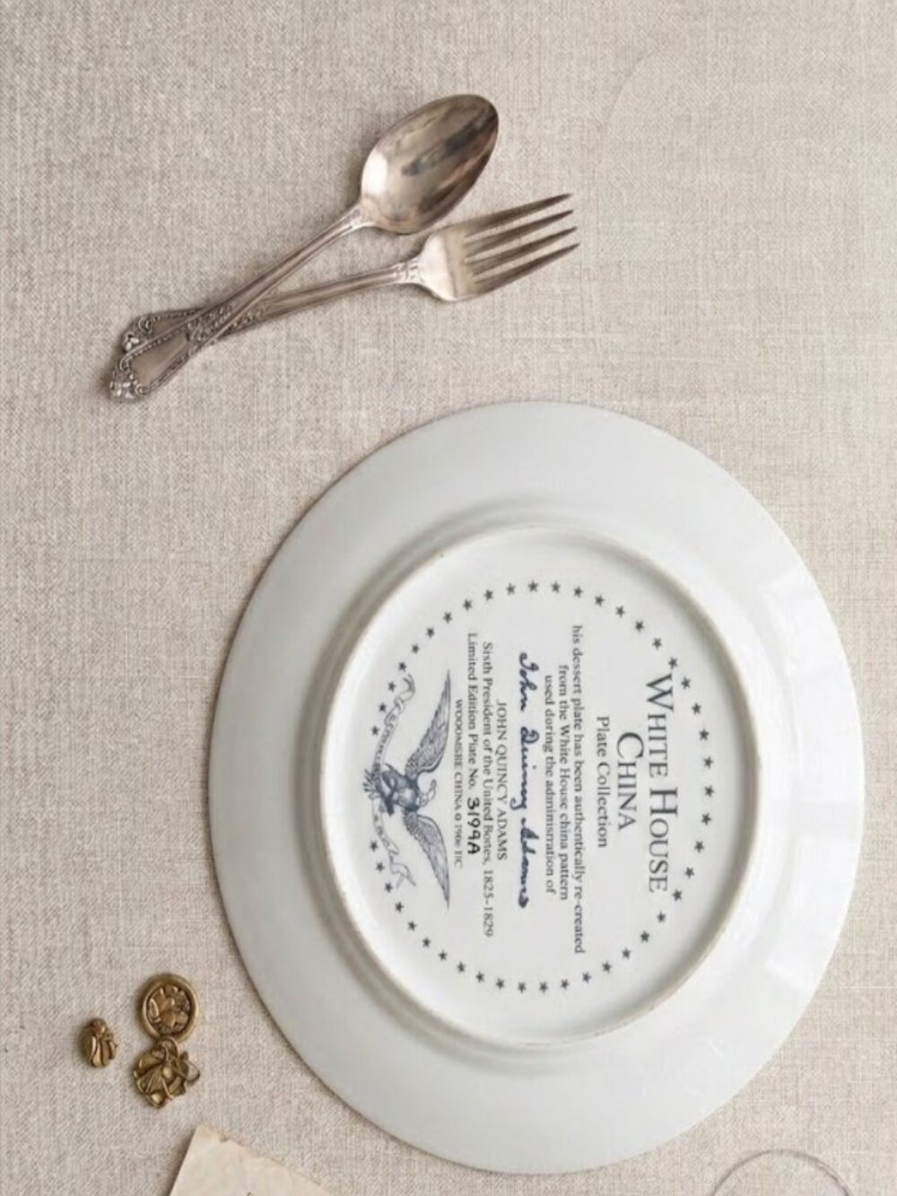 Woodmere China reproduction of White House China, John Quincy Adams 2 of 2